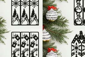 Σετ των 2 Intra απο ξύλο plywood 3mm-4mm πάχος - Χριστουγεννιάτικη διακόσμηση τοίχου LaserCut Bundle Δίασταση 15x15 cm INTRAFABR-107873449