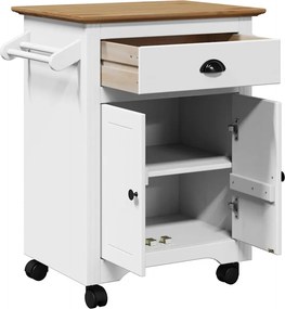 vidaXL Καροτσάκι κουζίνας BODO Λευκό και καφέ 72x45x80 cm