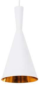 SHANGHAI WHITE 01026-C Μοντέρνο Κρεμαστό Φωτιστικό Οροφής Μονόφωτο 1 x E27 Λευκό Μεταλλικό Καμπάνα Φ19 x Υ38cm
