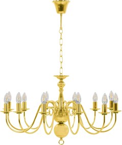 vidaXL Πολυέλαιος Χρυσός με 12 Ντουί Ε14