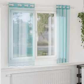 vidaXL Voile κουρτίνες με ροδέλες 2 τεμάχια Τιρκουάζ