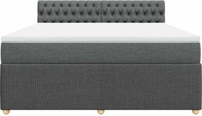 vidaXL Κρεβάτι Boxspring με Στρώμα Σκούρο Γκρι 180x200 εκ Υφασμάτιν