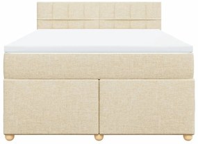 vidaXL Κρεβάτι Boxspring με Στρώμα Κρεμ 140x200 εκ. Υφασμάτινο