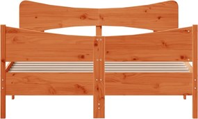 vidaXL Σκελετός Κρεβ. Χωρίς Στρώμα Καφέ Κεριού 135x190 εκ Μασίφ Πεύκο