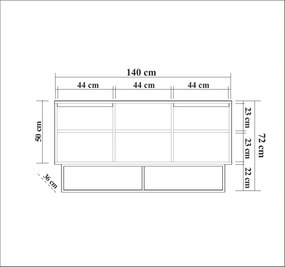 Μπουφές Καρυδιά / Μαύρο ZELA 140x36x72