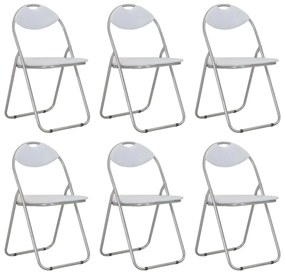 Καρέκλες Τραπεζαρίας Πτυσσόμενες 6 τεμ. Λευκές Συνθετικό Δέρμα