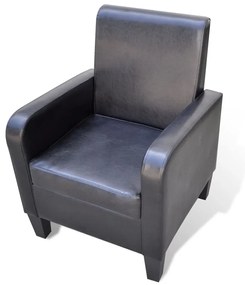 vidaXL Πολυθρόνα Μαύρη από Συνθετικό Δέρμα