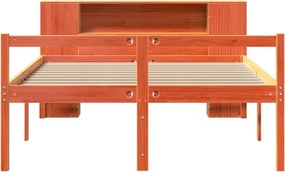 vidaXL Κρεβάτι Βιβλιοθήκη Χωρίς Στρώμα Καφέ 135x190 εκ Μασίφ Πεύκο