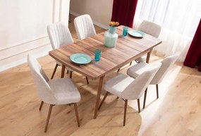 Extendable Dining Table &amp; Chairs Set (7 Pieces) Lidyana - Cream Cream