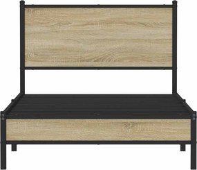 vidaXL Σκελετός Κρεβ. Χωρίς Στρώμα Sonoma Δρυς 107x203 εκ. Μεταλλικό