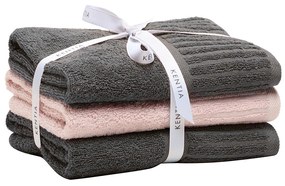 Πετσέτες Προσώπου (Σετ 3τμχ) Kentia Versus Vance 360gsm Καφέ,Ροζ