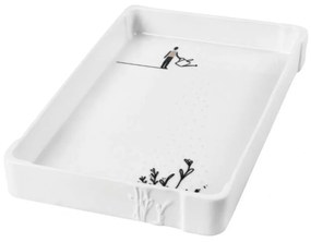 Πιατέλα Σερβιρίσματος Watering Can Man RD0017134 22,5x13,5x2,5cm White-Black Raeder Porcelain,Glass