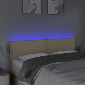 Κεφαλάρι Κρεβατιού LED Κρεμ 144x5x78/88 εκ. Υφασμάτινο 3121475