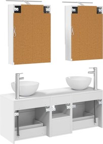 vidaXL Σετ Επίπλων Μπάνιου 5 pcs Λευκό Επεξεργασμένο Ξύλο και Γυαλί