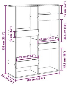 Βιβλιοθήκη Όψη Παλαιού Ξύλου 100x33x135 εκ. Επεξεργασμένο Ξύλο - Καφέ