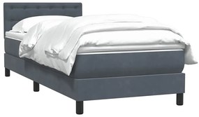 Κρεβάτι Boxspring με Στρώμα Σκούρο Γκρι 80x220 εκ. Βελούδινο - Γκρι