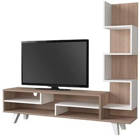 Έπιπλο τηλεόρασης Granada Megapap από μελαμίνη χρώμα λευκό - cordoba 149,5x29,5x120εκ.