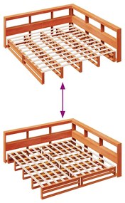 Κρεβάτι Βιβλιοθήκη Χωρίς Στρώμα 180x200 εκ Μασίφ Ξύλο Πεύκου - Καφέ