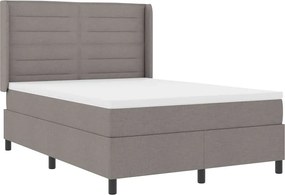 vidaXL LED Κρεβάτι με βάθρο με στρώμα Taupe 140 x 190 cm ύφασμα