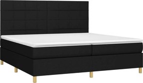 vidaXL Κρεβάτι Boxspring με Στρώμα &amp; LED Μαύρο 200x200 εκ. Υφασμάτινο