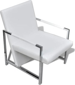 vidaXL Πολυθρόνες 2 τεμ. Λευκές από Συνθετικό Δέρμα με Σκελετό Χρωμίου