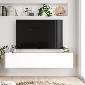 Έπιπλο τηλεόρασης επιτοίχιο Serit λευκό-sonoma 140x31x29εκ