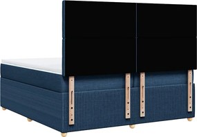 vidaXL Κρεβάτι Boxspring με Στρώμα Μπλε 200x200 εκ. Υφασμάτινο