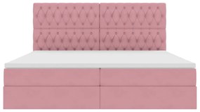 vidaXL Κρεβάτι με αποθηκευτικό χώρο και LED Ροζ 200 x 200 cm Βελούδο