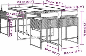 vidaXL Σετ Τραπεζαρίας Κήπου 5 τεμ. Γκρι Συνθ. Ρατάν με Μαξιλάρια