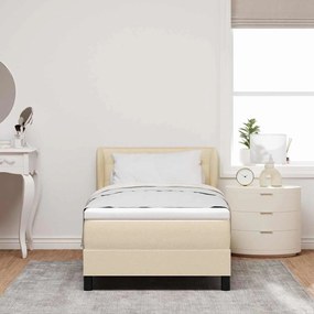 vidaXL Κρεβάτι box spring με στρώμα με στρώμα Κρεμ 100 x 200 cm ύφασμα