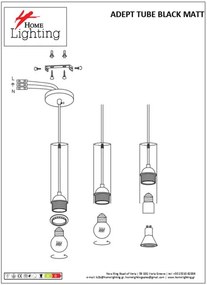 Φωτιστικό Οροφής  SE21-BL-5-BL6 ADEPT TUBE BLACK Black Pendant+ - 51W - 100W - 77-8669