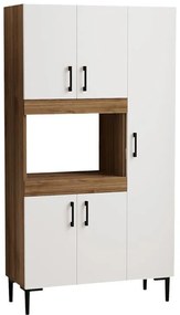 Ντουλάπα κουζίνας Defne χρώμα λευκό-καρυδί  89x37.5x160εκ 89x37.5x160 εκ.