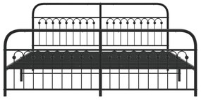 Πλαίσιο Κρεβατιού με Κεφαλάρι&amp;Ποδαρικό Μαύρο 200x200εκ. Μέταλλο - Μαύρο