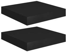 Ράφια Τοίχου 2 τεμ. Μαύρα 23x23,5x3,8 εκ. MDF - Μαύρο