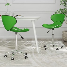 vidaXL Καρέκλες Τραπεζαρίας Περιστρεφόμενες 2 τεμ. Πράσινες Δερματίνη