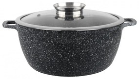 Κατσαρόλα με καπάκι Oliver Voltz OV54318C26, Ø26x12 cm, 5.5 l, Χυτό αλουμίνιο, Κεραμικό μαρμάρινο φινίρισμα, Μαύρο