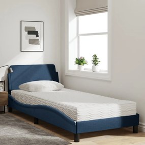vidaXL Κρεβάτι με Στρώμα Dover Μπλε 90x200 εκ.Υφασμάτινο