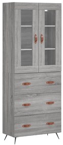 vidaXL Ντουλάπι Γκρι Sonoma 69,5 x 34 x 180 εκ. Επεξεργασμένο Ξύλο