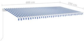 vidaXL Τέντα Συρόμενη Χειροκίνητη Μπλε / Λευκό 600x350 εκ.