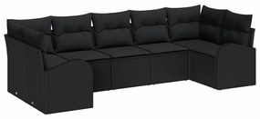 vidaXL Σετ Καναπέ Κήπου 7 pcs Μαύρο Πολυ ράταν