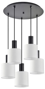 Φωτιστικό Οροφής  SE21-BL-4-5BL-SH1 ADEPT TUBE Black Pendant White Fabric Shade+ - 51W - 100W - 77-8510