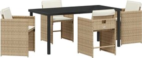 vidaXL Σέτ φαγητού για κήπο 5 pcs Μπεζ συνθετικό ρατάν
