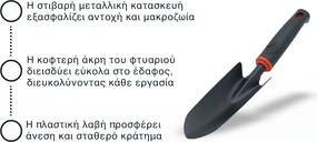 Μεταλλικό Φτυάρι Χειρός με Πλαστική Λαβή 31x6cm