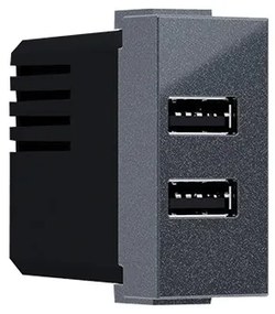 MODYS ΠΡΙΖΑ ΤΡΟΦΟΔΟΣΙΑΣ USB 1 ΣΤ. 2xUSB ΑΝΘΡΑΚΙ 5VDC 2X1.2A IP20 ACA 10101412827