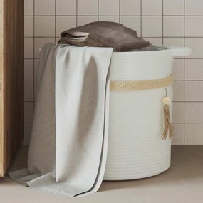vidaXL Καλάθι Αποθήκευσης Λευκό Ø38 x 36 εκ. Βαμβακερό