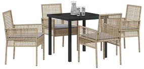 vidaXL Σέτ φαγητού για κήπο με μαξιλάρι 5 pcs Μπεζ Πολυ ράταν
