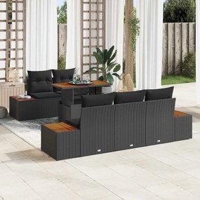 vidaXL Σετ Καναπέ Κήπου με αποθήκευση 6 pcs Μαύρο Πολυ ράταν