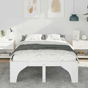 vidaXL Κρεβάτι δαπέδου Λευκό 120 x 200 cm Μασίφ ξύλο πεύκου