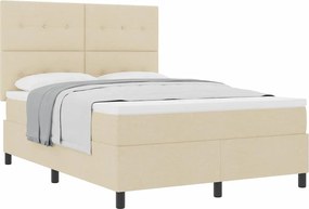 vidaXL Κρεβάτι με ελατήρια με στρώμα Κρεμ 140 x 200 cm ύφασμα