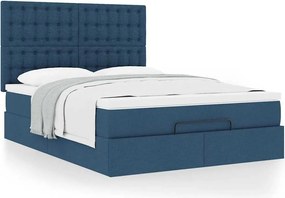 vidaXL Οθωμανικό κρεβάτι με στρώμα μπλε 140x200cm ύφασμα